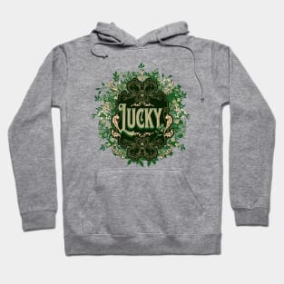 Vintage Victorian Floral Lucky Shamrocks Hoodie